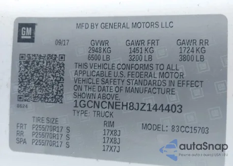 2018 Chevrolet Silverado 1500 Ls из США, поврежденный, VIN 1GCNCNEH8JZ144403